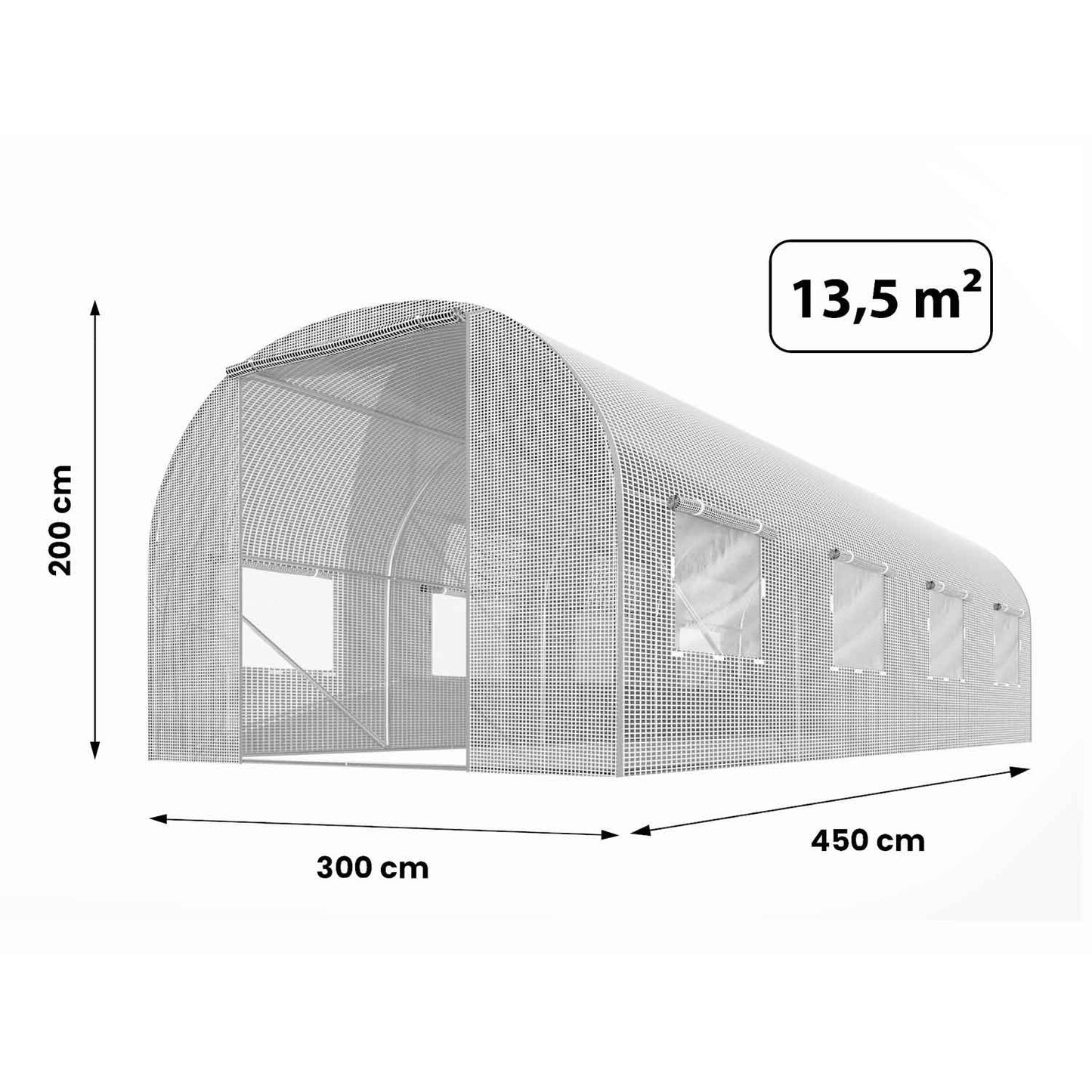 Garden tunnel 3x4.5m (13.5m2) white Plonos