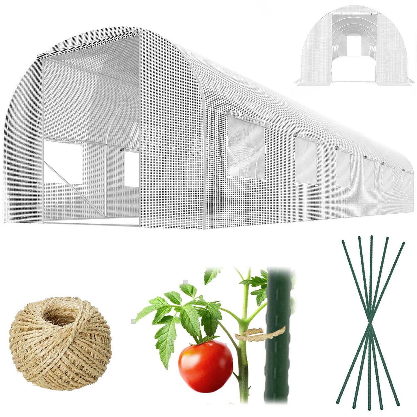 Garden tunnel 3 x 6 m (18 m2) white Plonos
