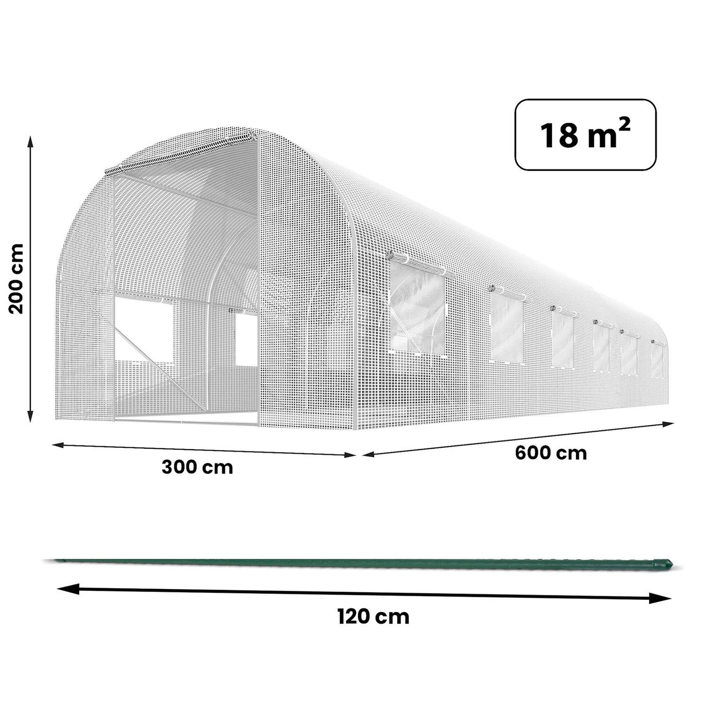 Garden tunnel 3 x 6 m (18 m2) white Plonos
