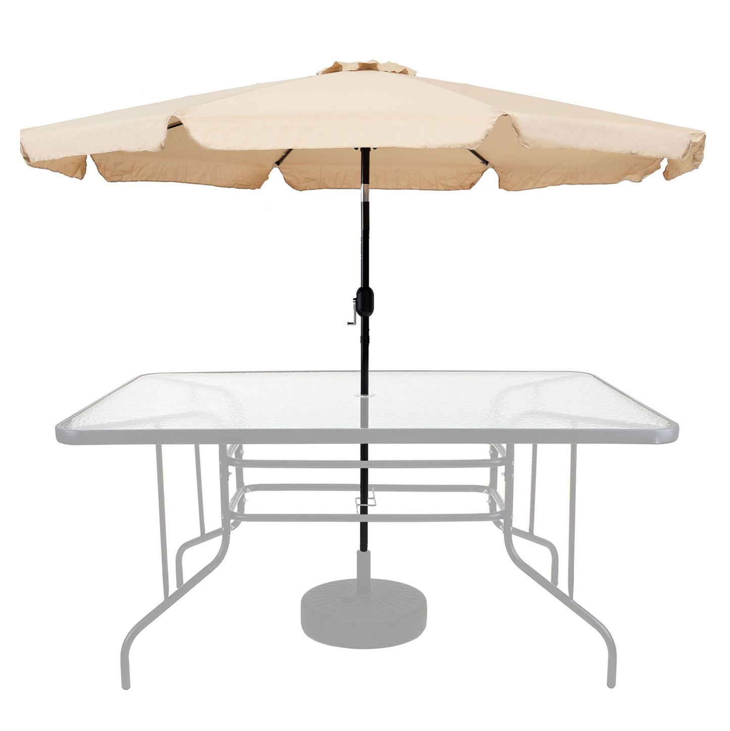 Garden umbrella large 3m diagonal broken with a crank beige