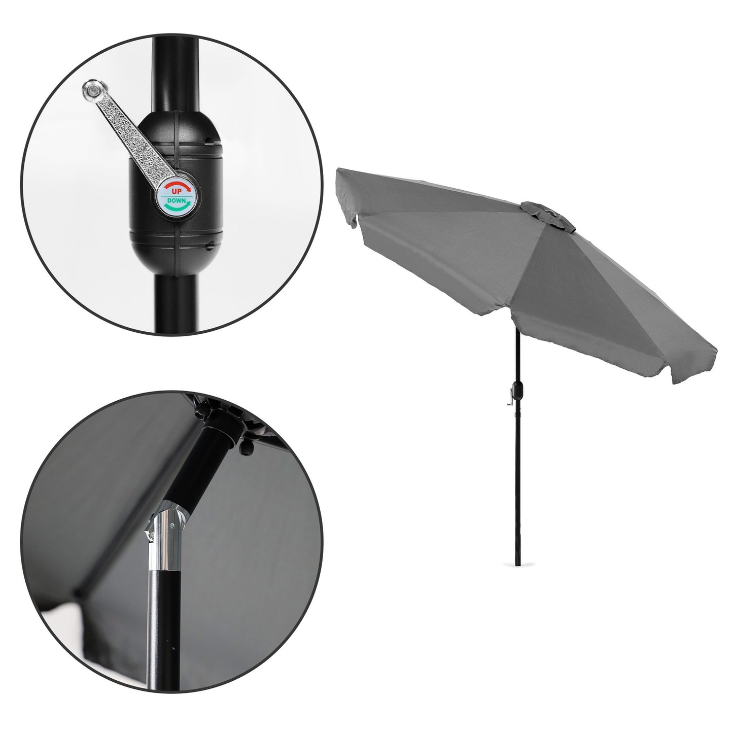 Garden umbrella large 3m diagonal broken with a crank gray