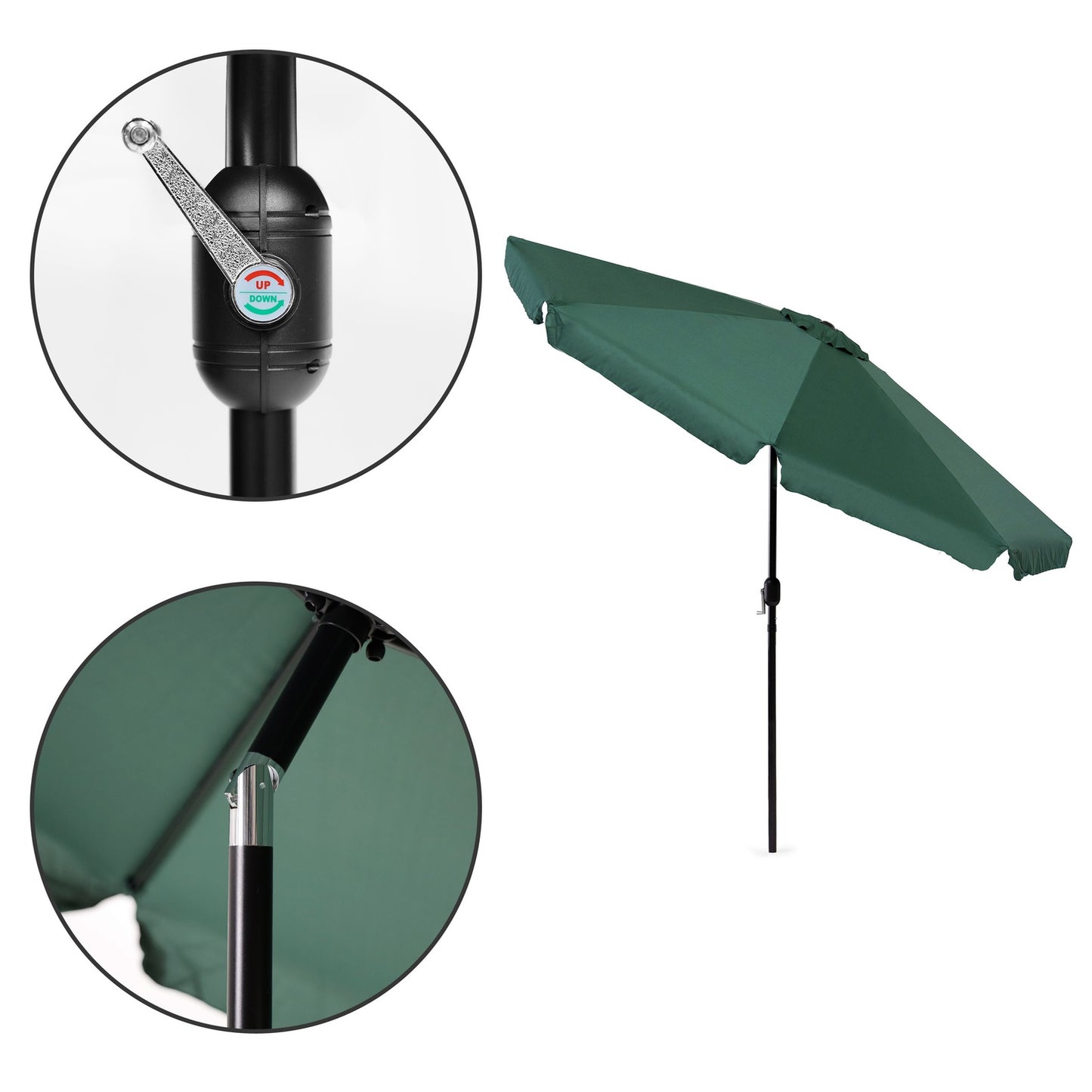 Garden umbrella large 3m diagonal broken with a crank green