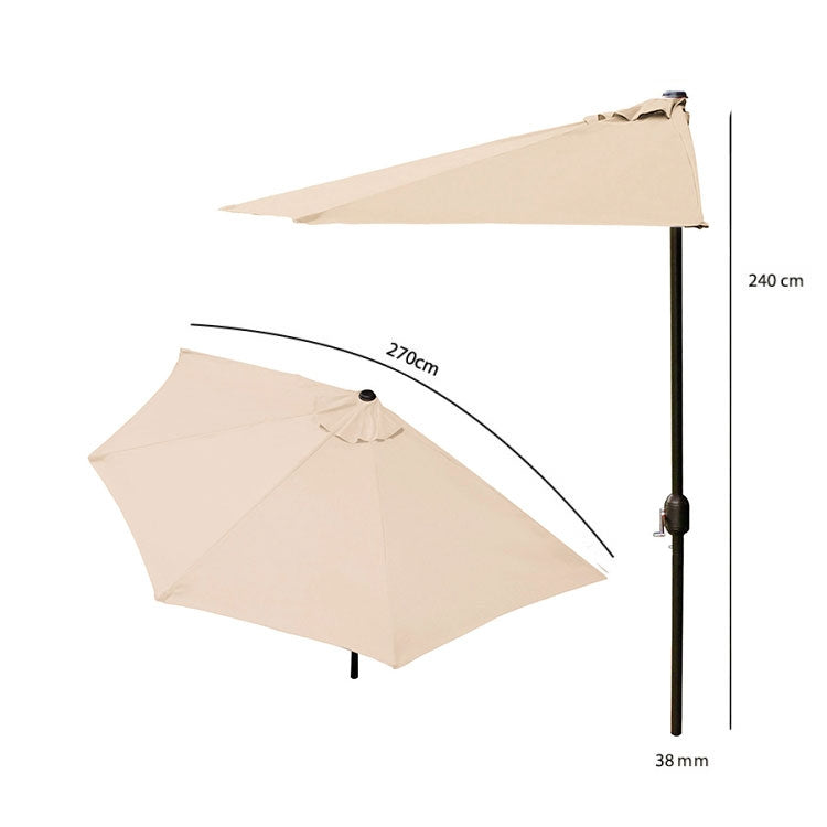 Garden umbrella semi-wall umbrella for the terrace 2.7 m beige
