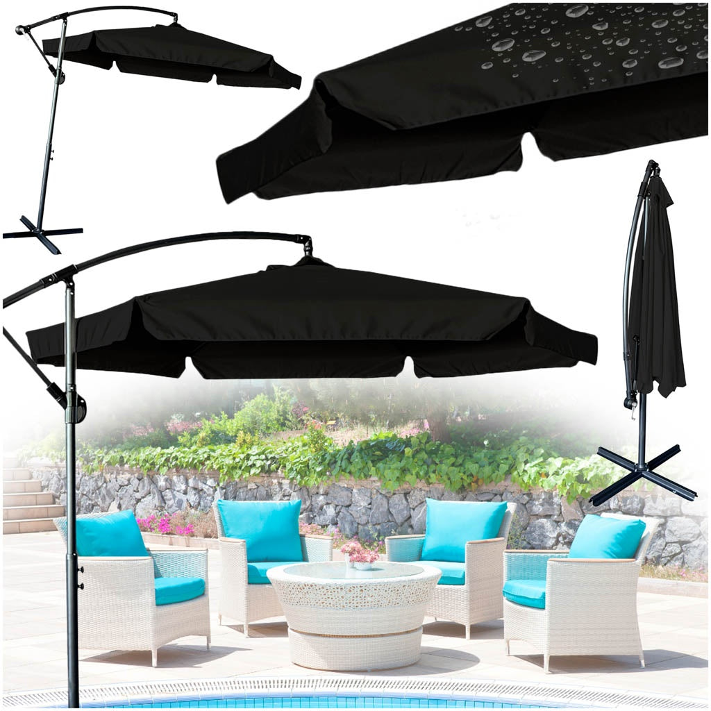 Garden umbrella with folding frame black