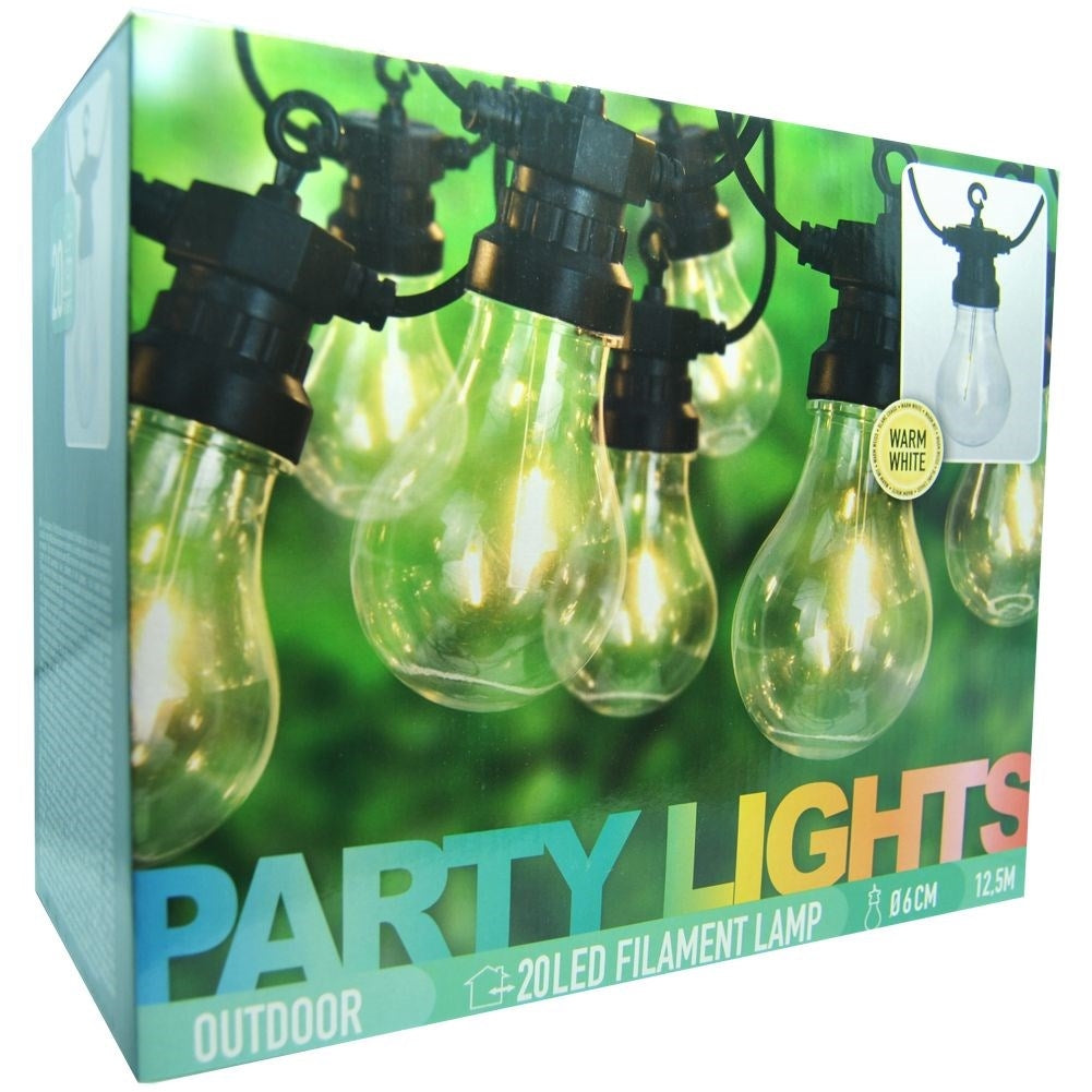 Garland for indoor and outdoor use with warm retro bulbs