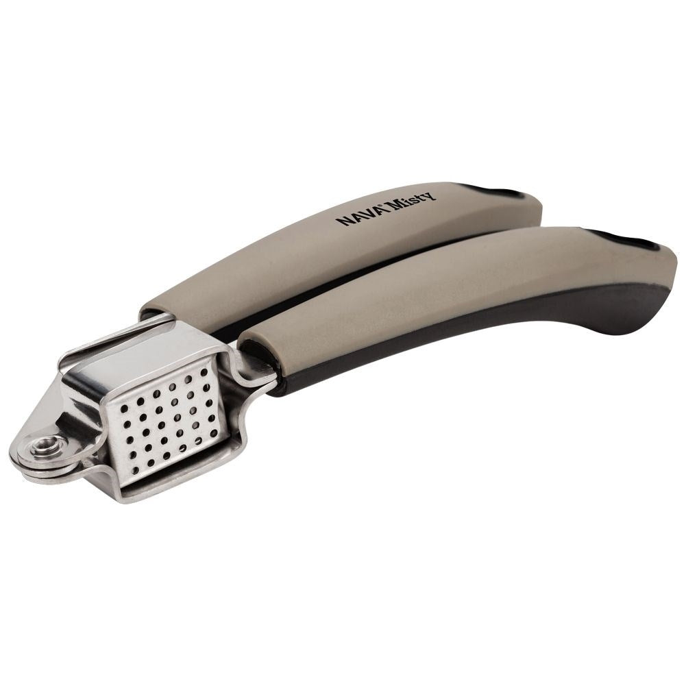 Garlic press in stainless steel with non-slip handles