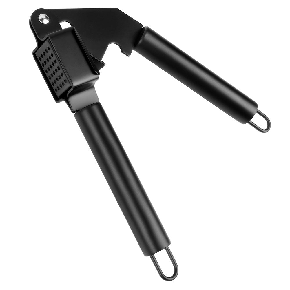 Garlic press, steel, black, 19 cm
