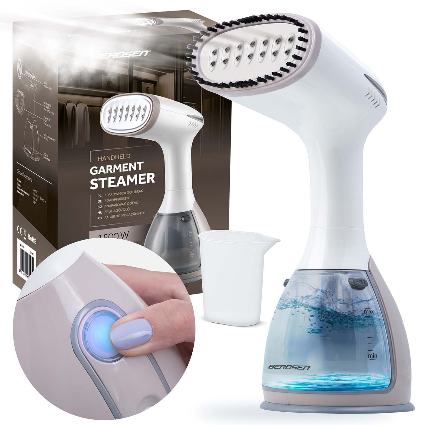 Garment Steamer 1500W – Handheld Fabric Wrinkle Remover