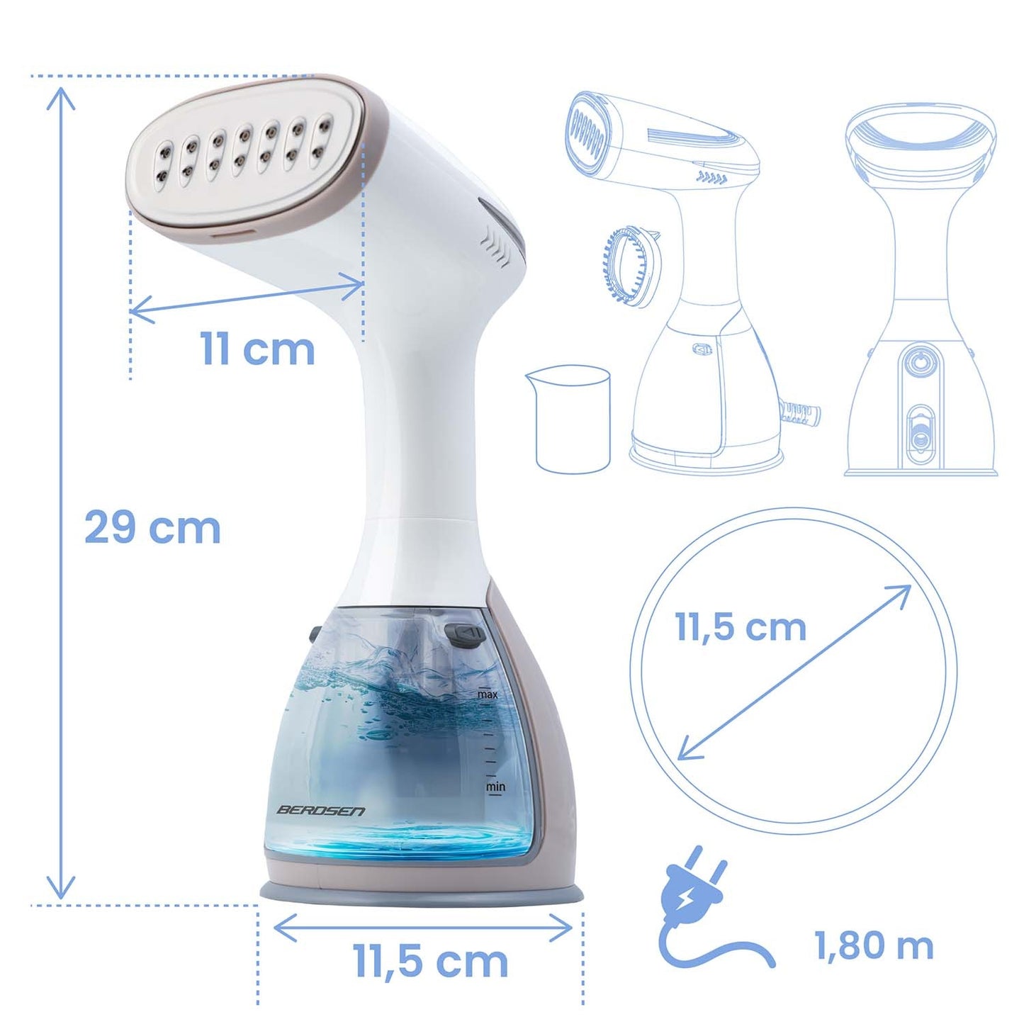 Garment Steamer 1500W – Handheld Fabric Wrinkle Remover