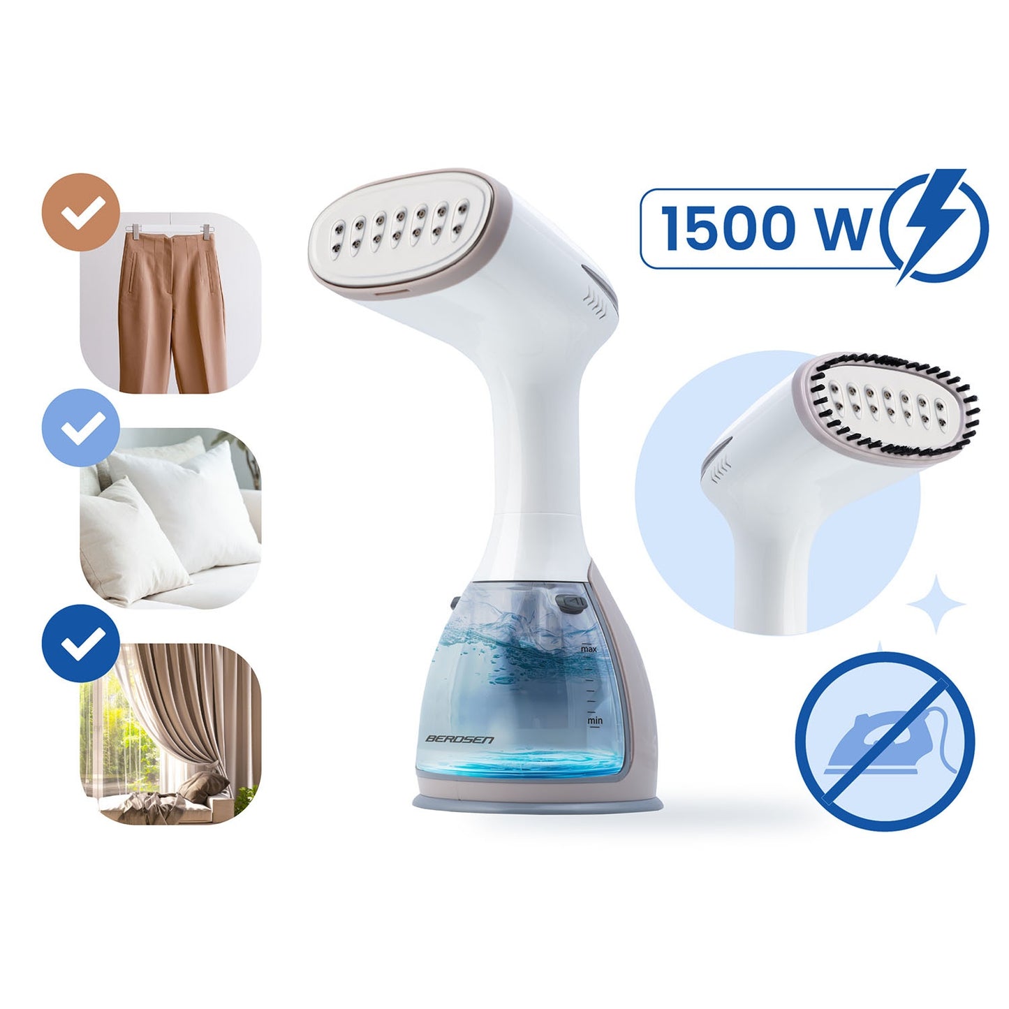 Garment Steamer 1500W – Handheld Fabric Wrinkle Remover