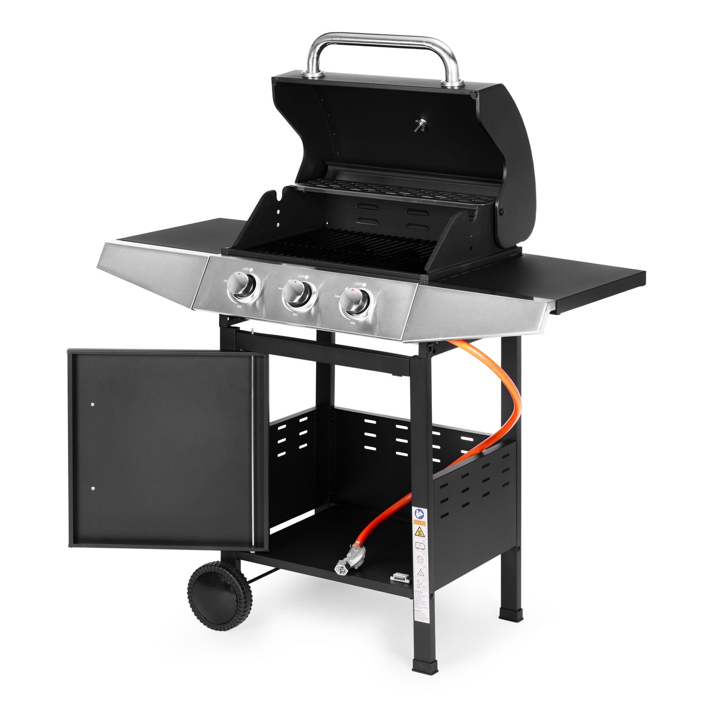 Gas Garden Grill 10.2 kW – Large Grate, 3 Burners, Thermometer, Regulator MultiGarden