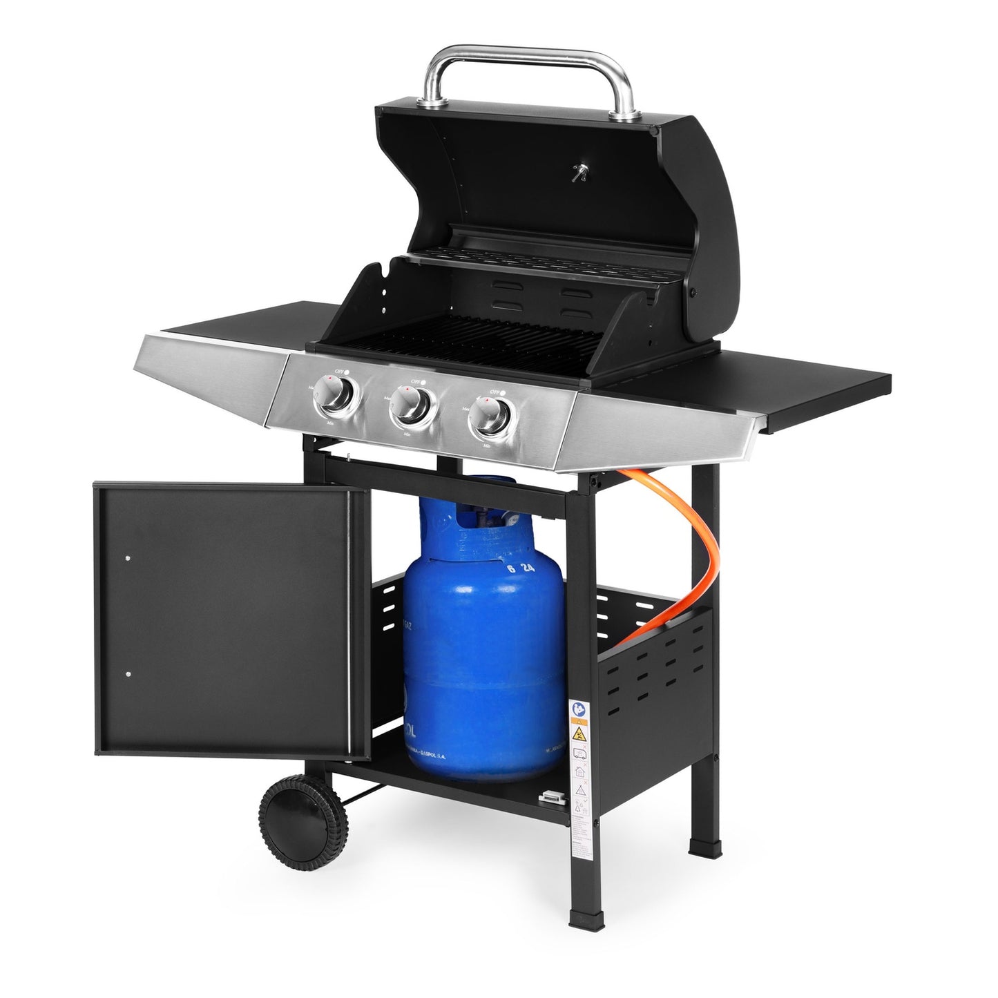 Gas Garden Grill 10.2 kW – Large Grate, 3 Burners, Thermometer, Regulator MultiGarden