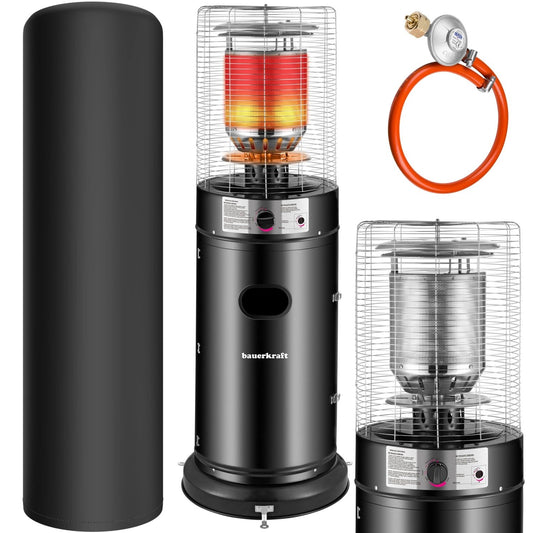 Gas Patio Heater 11kW with Glass, Regulator & Cover