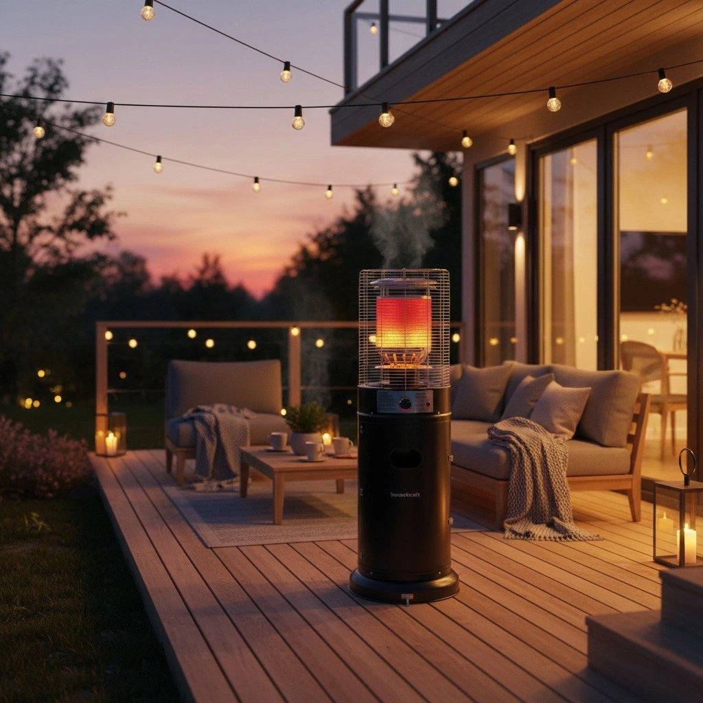 Gas Patio Heater 11kW with Glass, Regulator & Cover