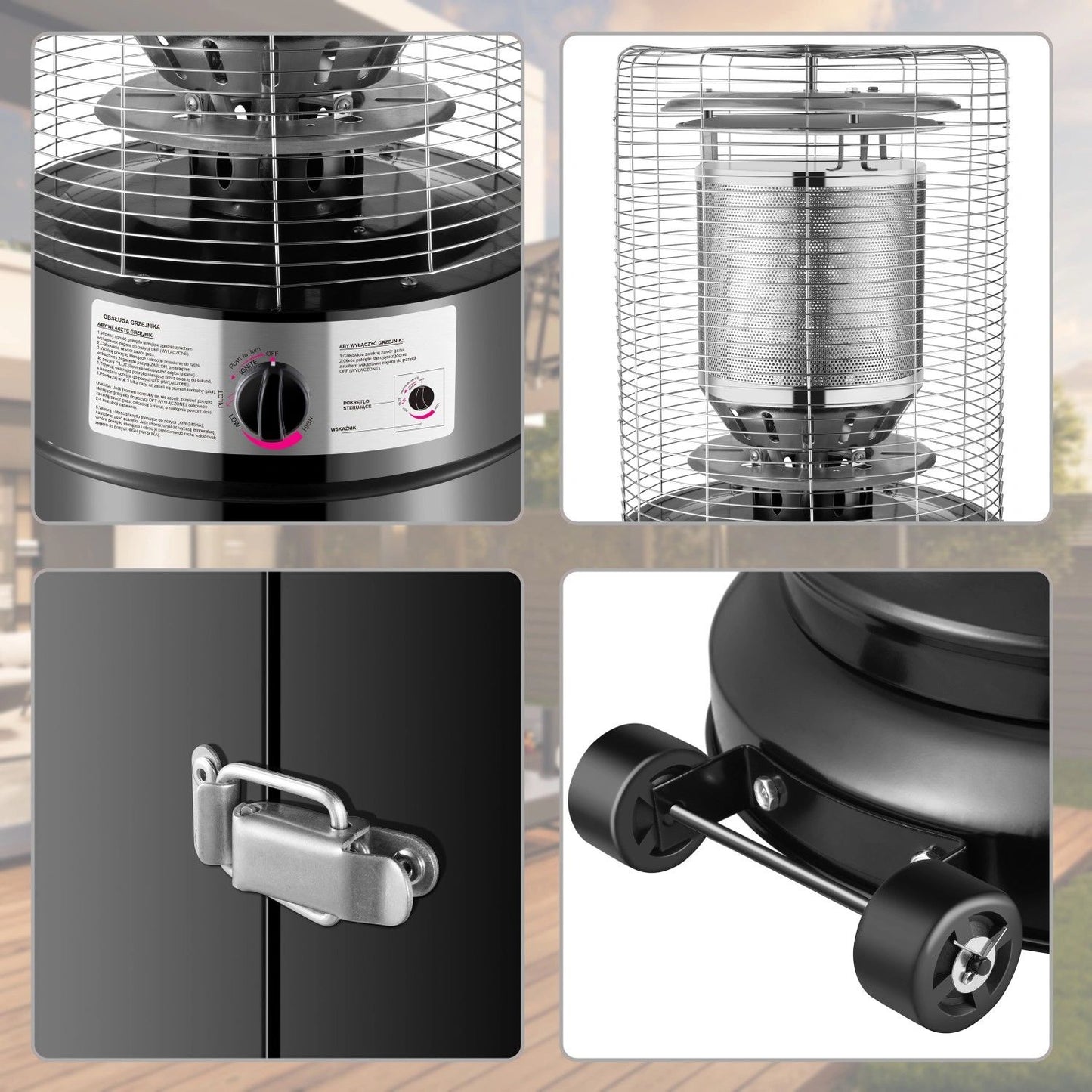 Gas Patio Heater 11kW with Glass, Regulator & Cover