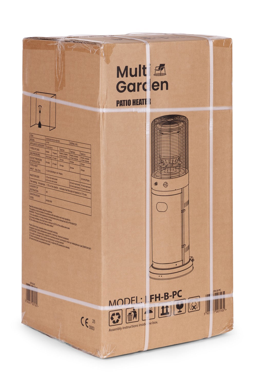 Gas Patio Heater 11 kW with Glass Tube & Cover