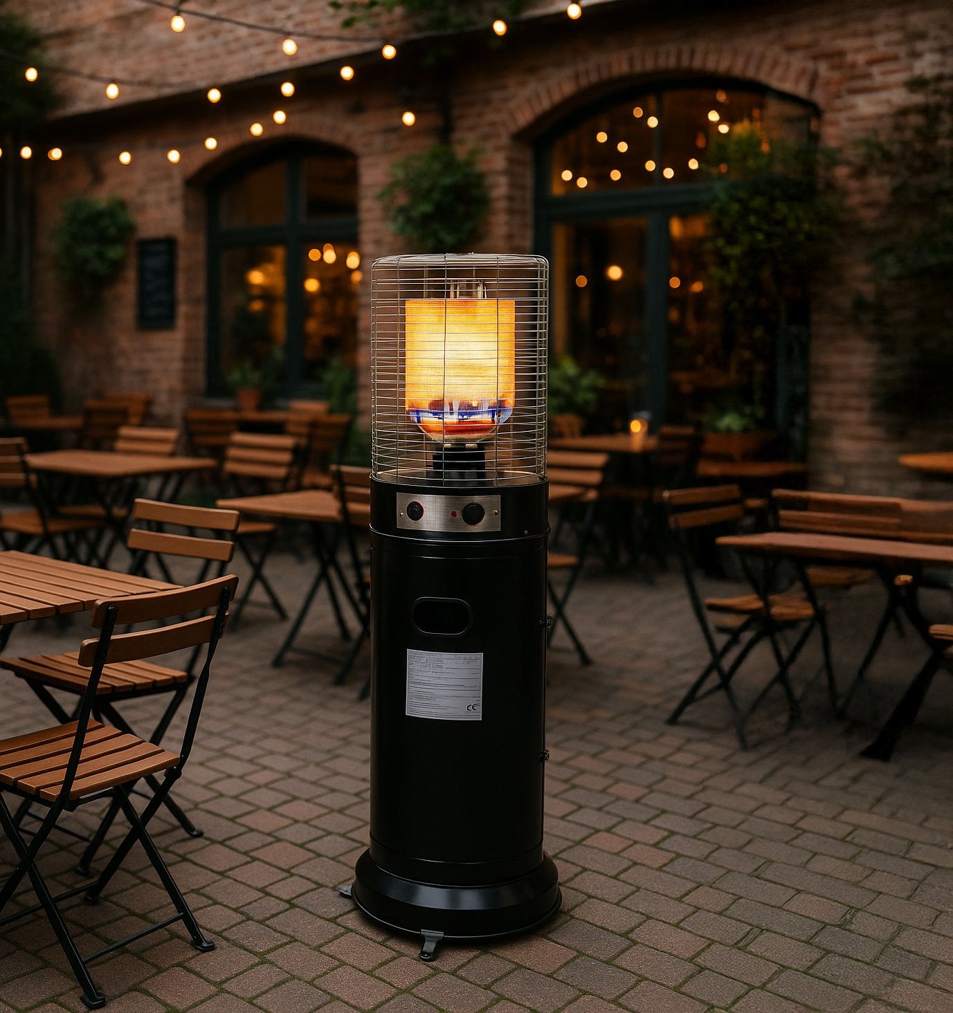 Gas Patio Heater 11 kW with Glass Tube & Cover
