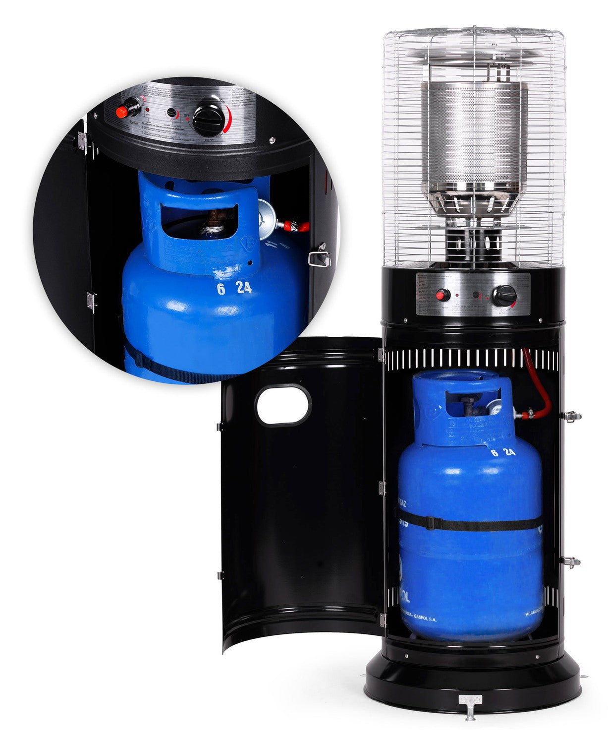 Gas Patio Heater 11 kW with Glass Tube & Cover