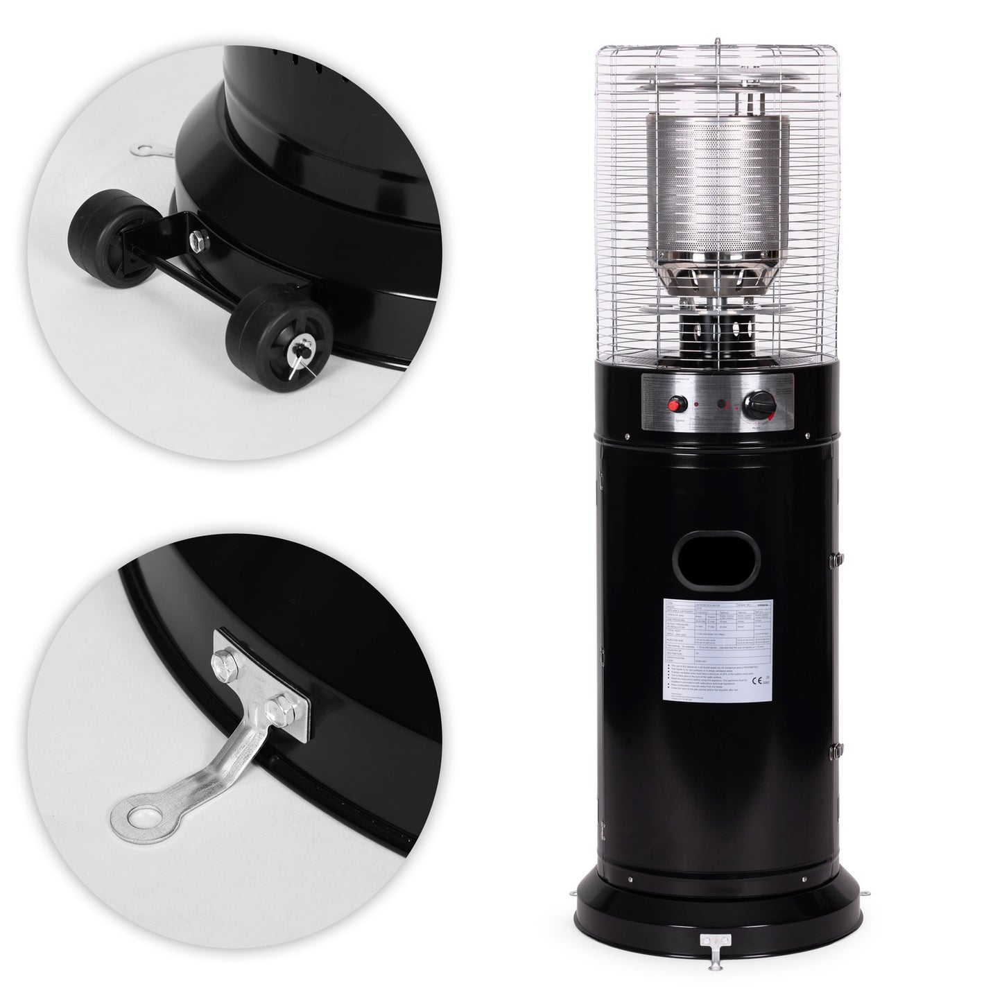 Gas Patio Heater 11 kW with Glass Tube & Cover