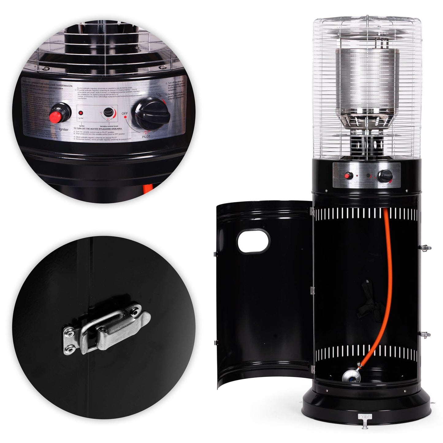 Gas Patio Heater 11 kW with Glass Tube & Cover