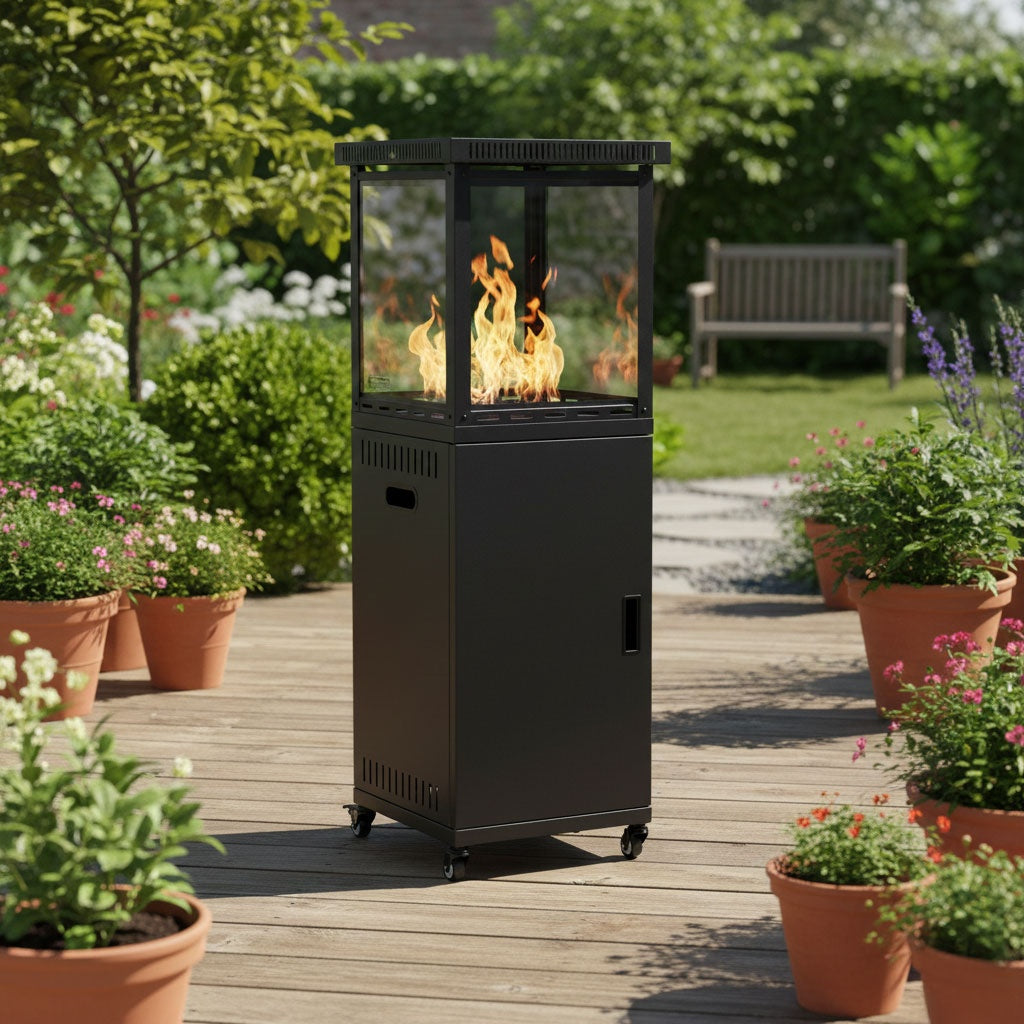 Gas Patio Heater 13kW with Glass Shield & Cover