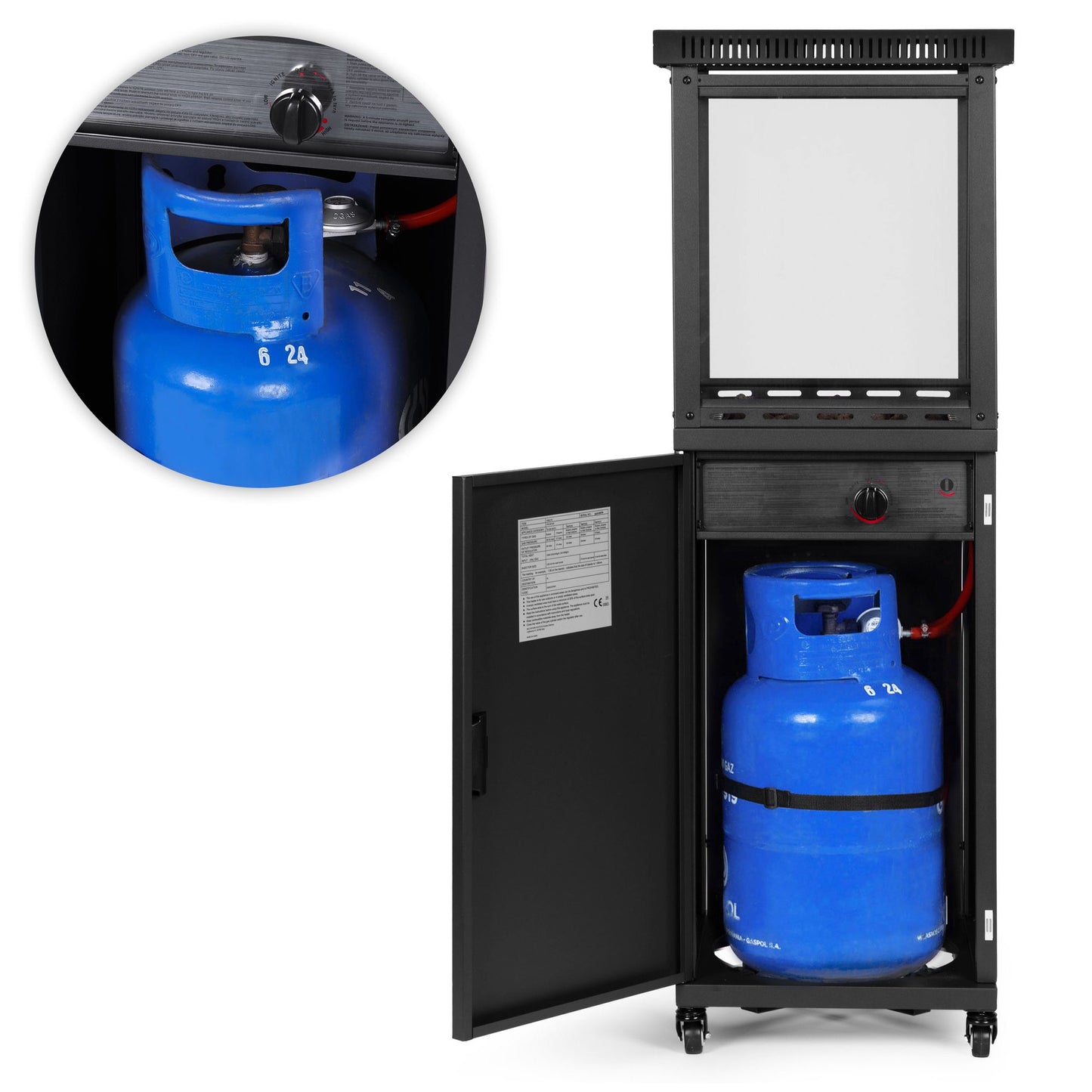 Gas Patio Heater 13kW with Glass Shield & Cover