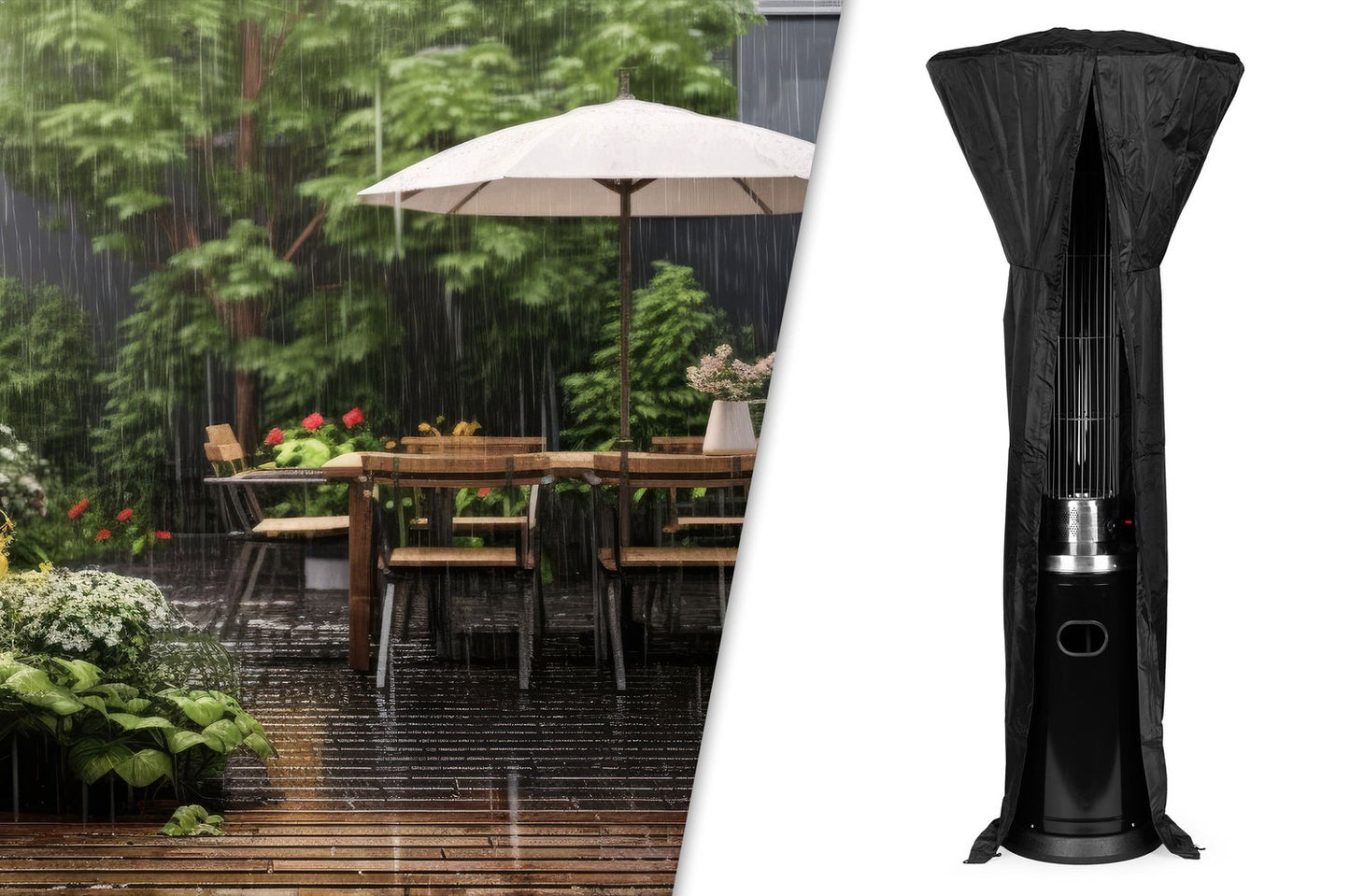 Gas Patio Heater 9 kW with Glass Tube, Regulator & Cover