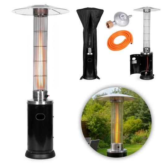 Gas Patio Heater with Regulator, Hose & Cover, 9 kW