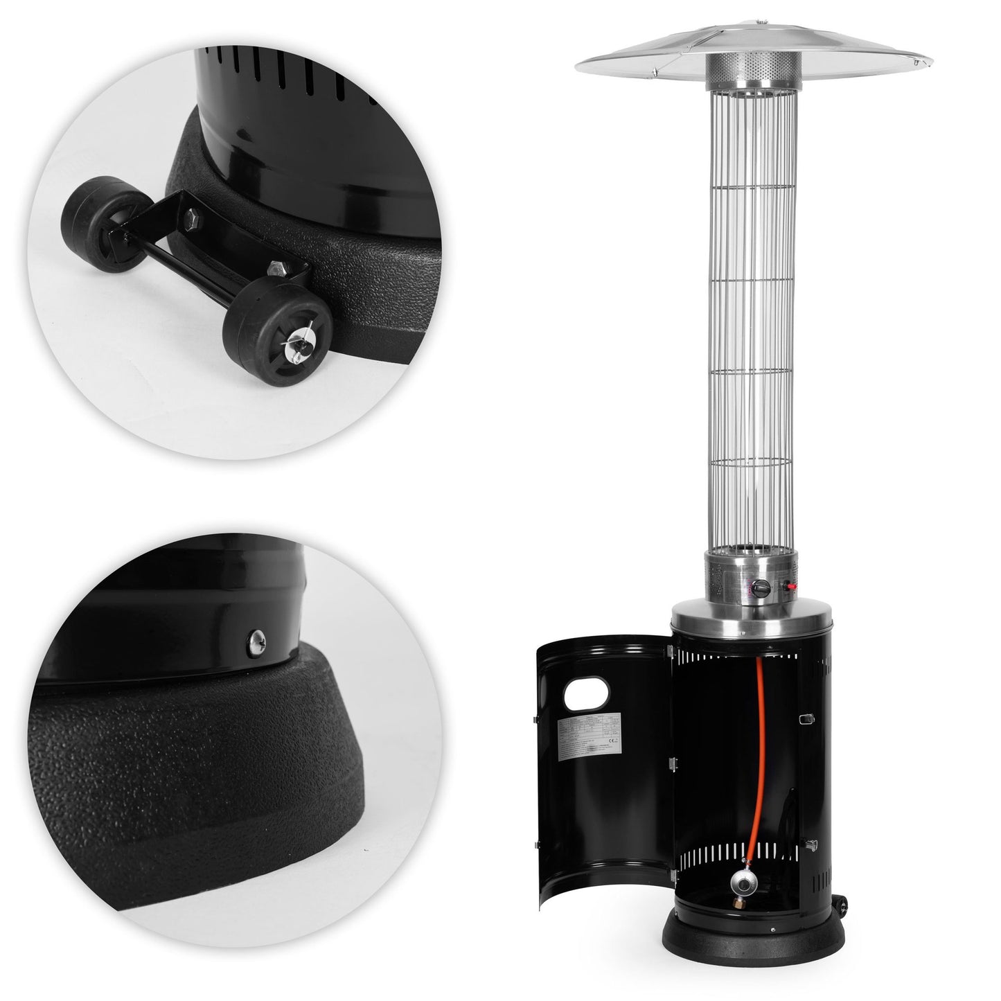 Gas Patio Heater with Regulator, Hose & Cover, 9 kW