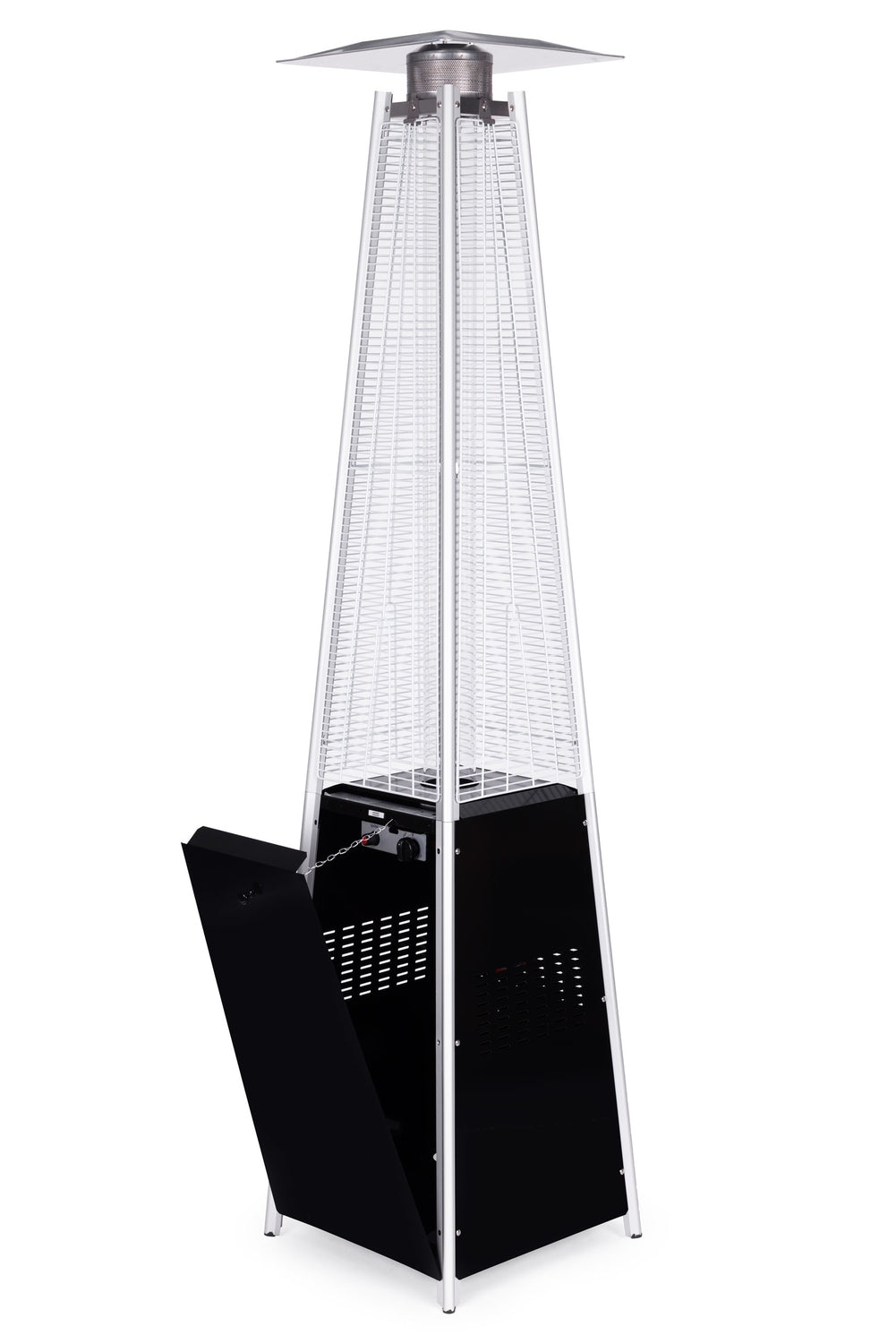 Gas patio heater, 13 kW, for terrace and garden, regulator, hose, cover, MultiGarden