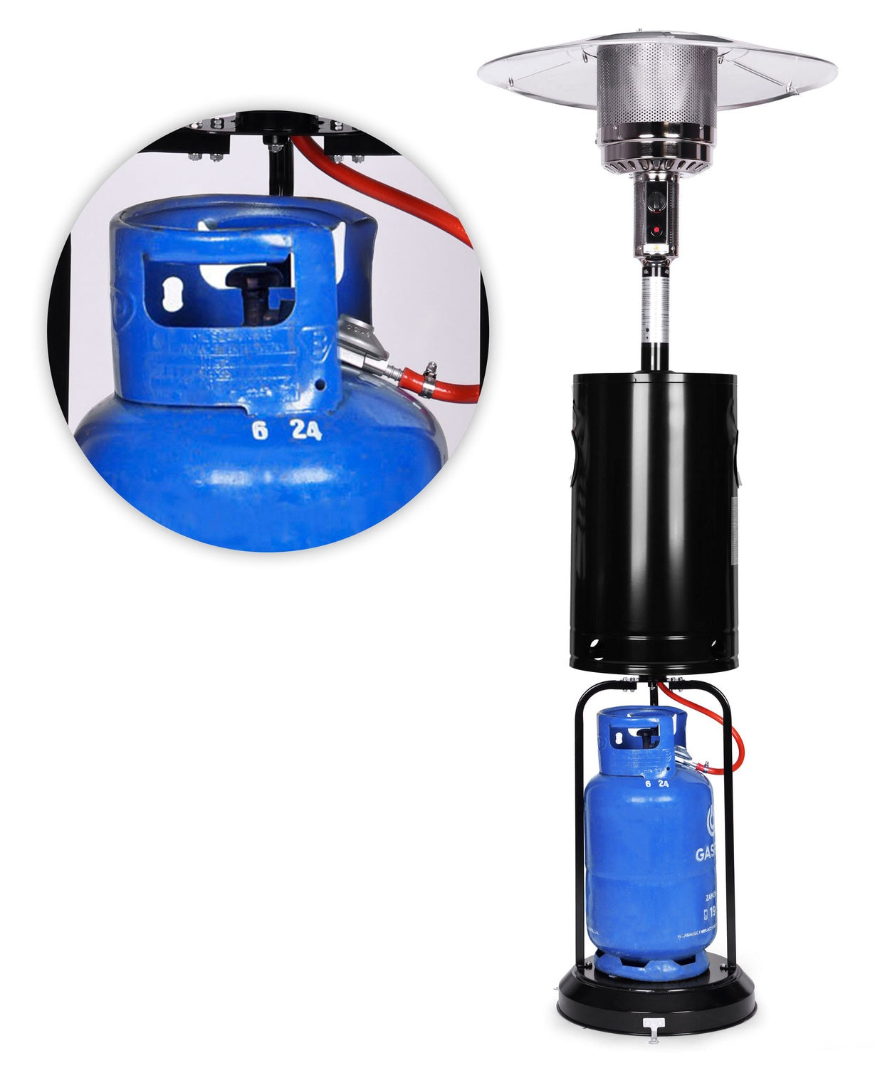 Gas patio heater, 13 kW, glass, for garden and patio, regulator, hose, cover, MultiGarden