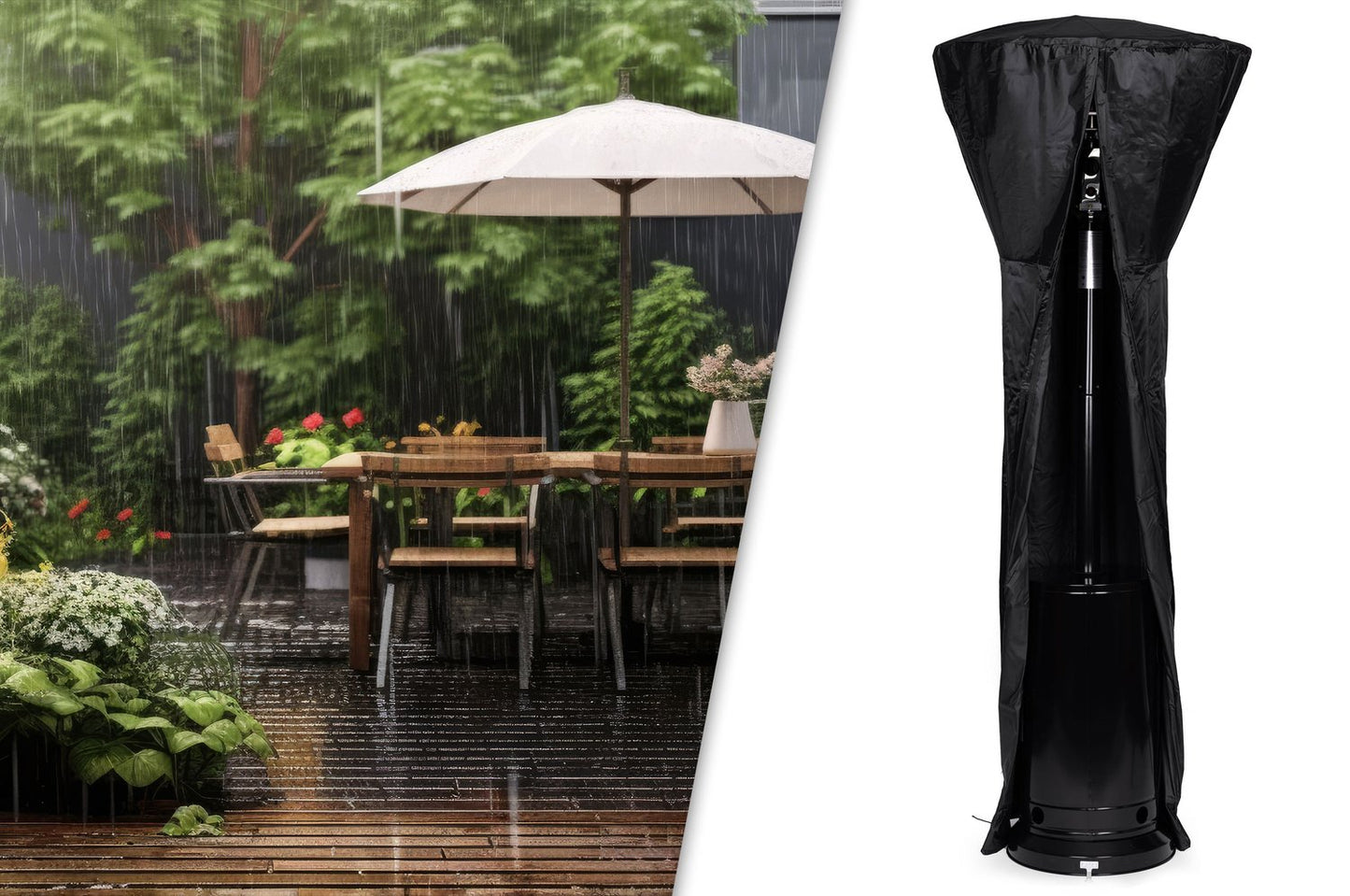 Gas patio heater, 13 kW, glass, for garden and patio, regulator, hose, cover, MultiGarden