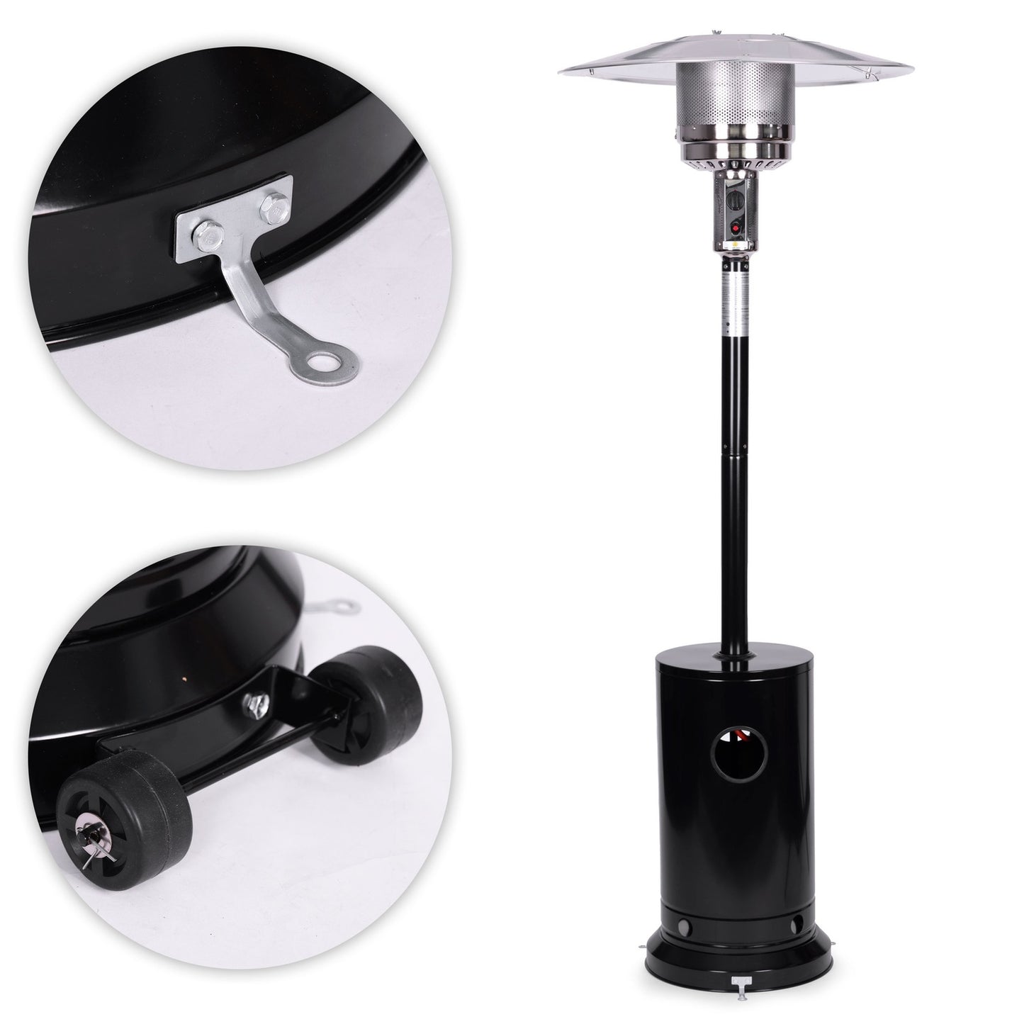 Gas patio heater, 13 kW, glass, for garden and patio, regulator, hose, cover, MultiGarden