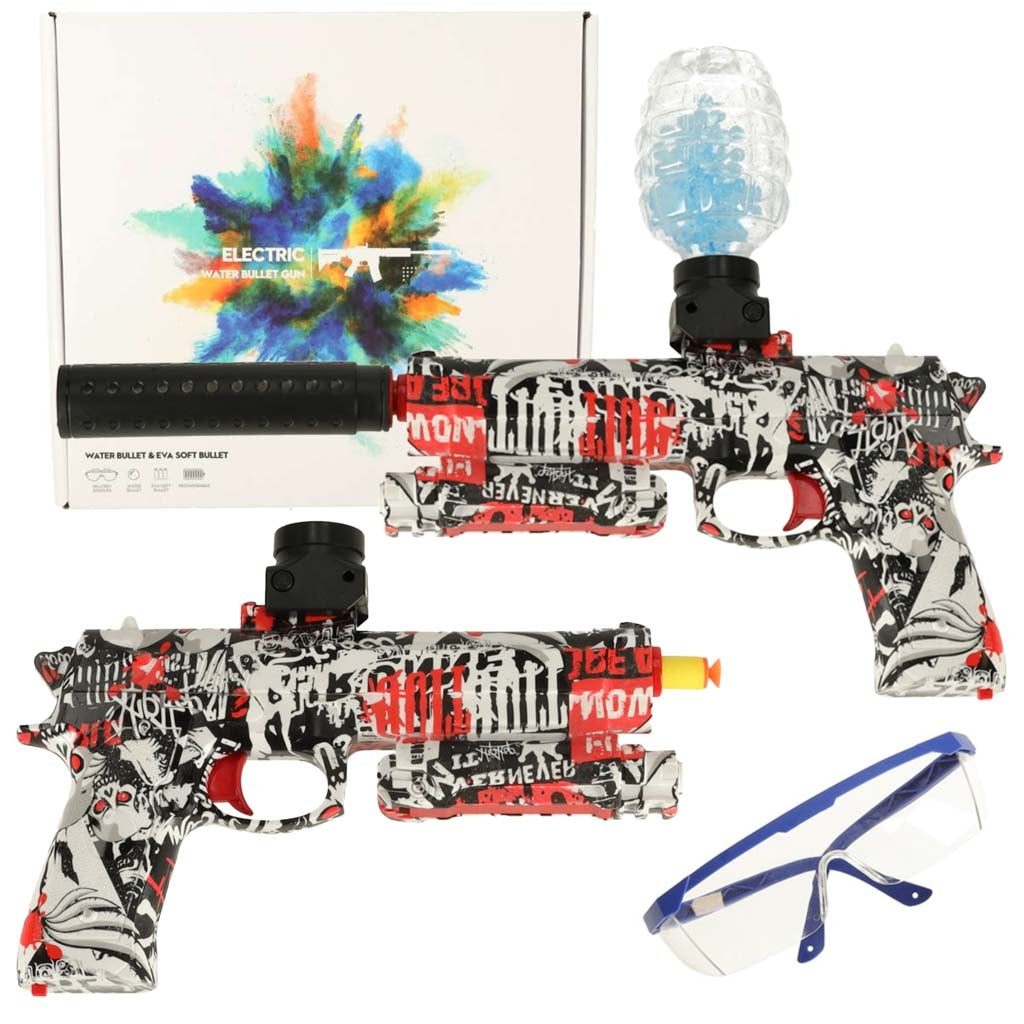 Gel ball gun water rifle battery powered USB + 550pcs glasses. 7-8mm