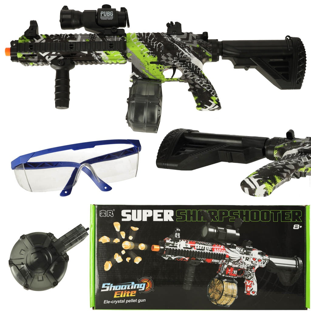 Gel ball gun water rifle set XXL battery powered USB 550pcs. 7-8mm