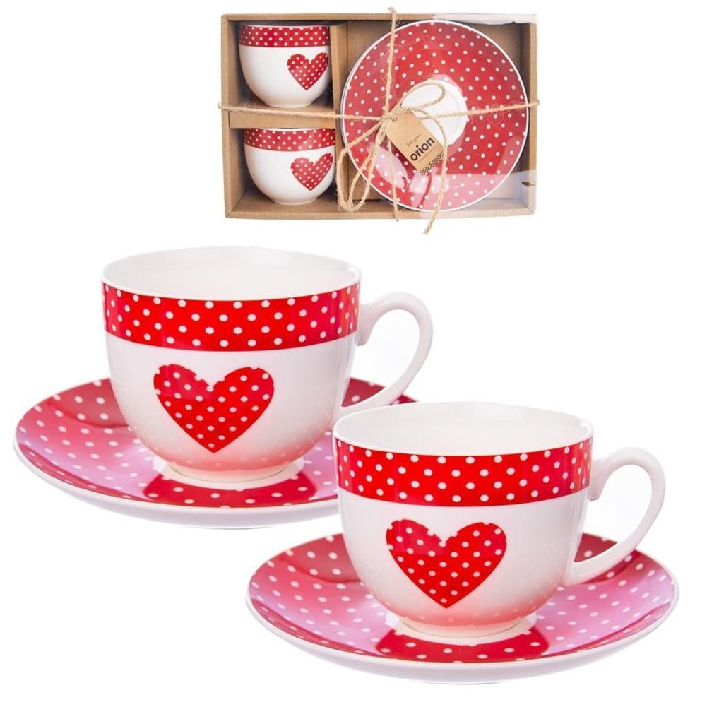 Gift set: 2 cups with handle and saucer in gift box