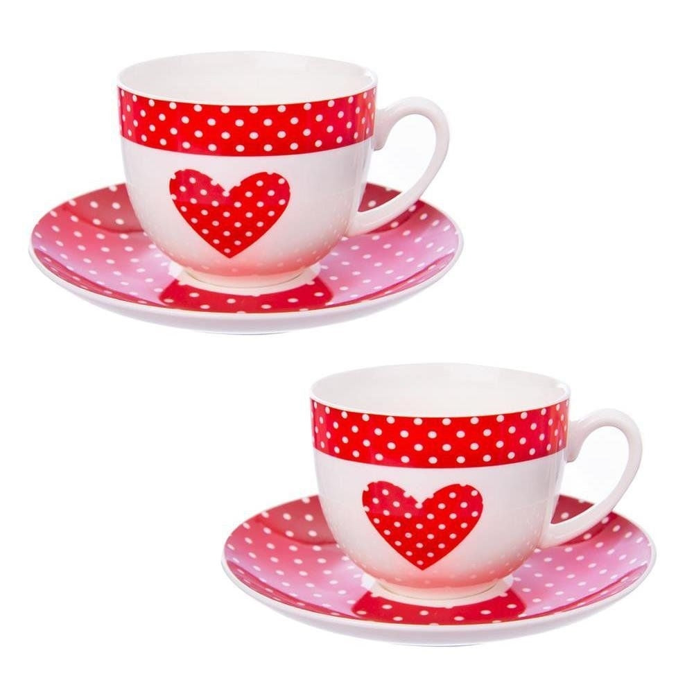 Gift set: 2 cups with handle and saucer in gift box