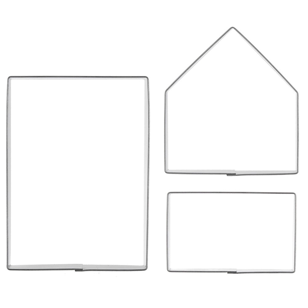Gingerbread House Cookie Cutters Set, Stainless Steel, 3 pcs