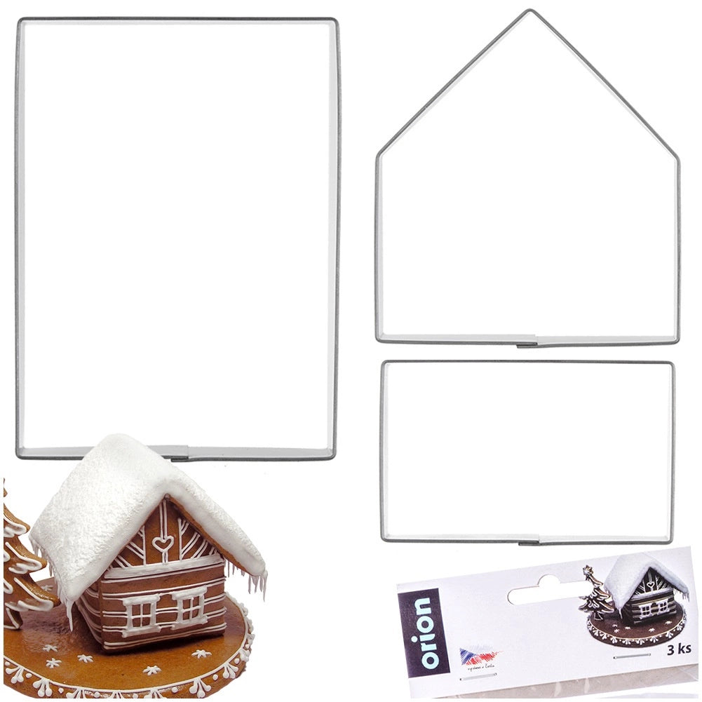 Gingerbread House Cookie Cutters Set, Stainless Steel, 3 pcs