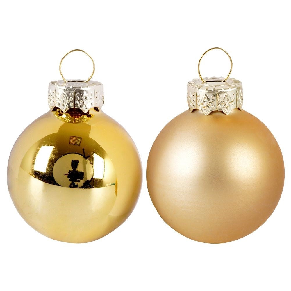 Glass Balls in Gold: 16-pack Matt and Shiny Christmas Tree Balls