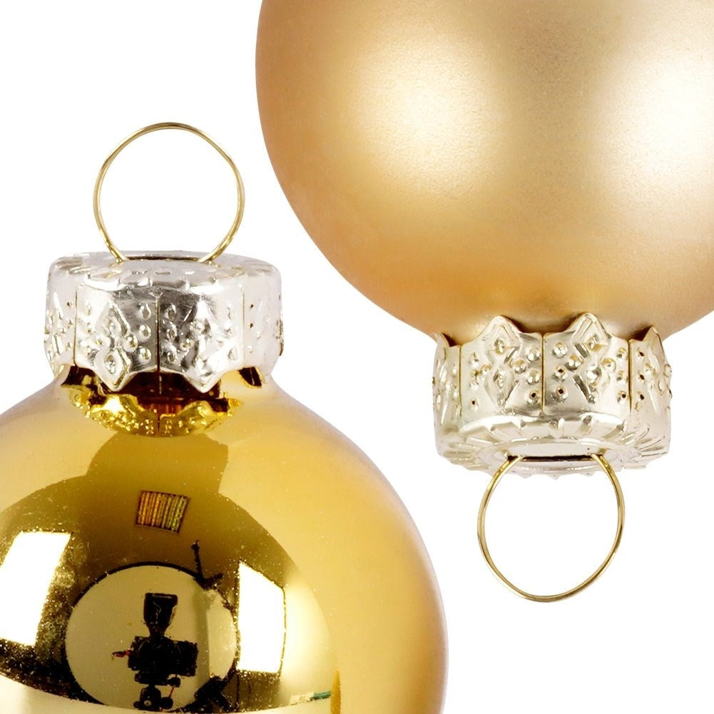 Glass Balls in Gold: 16-pack Matt and Shiny Christmas Tree Balls
