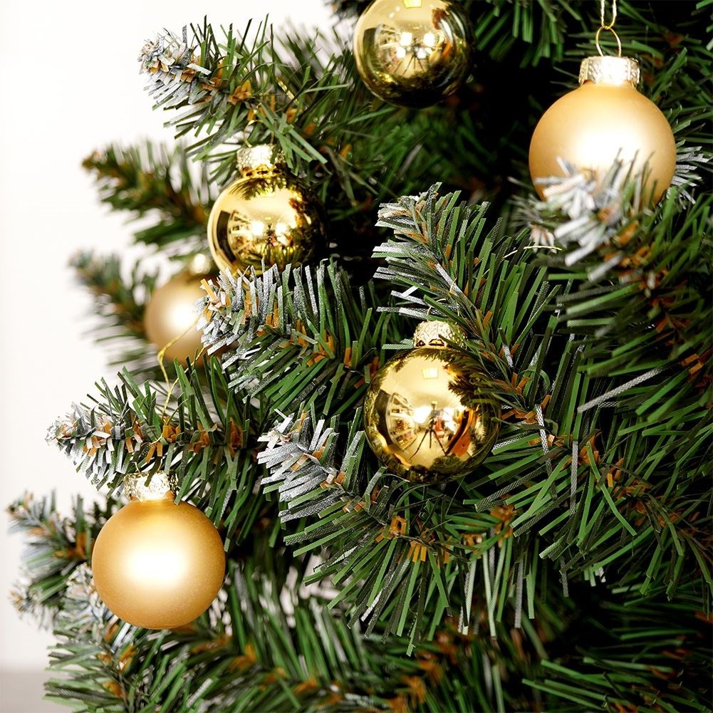Glass Balls in Gold: 16-pack Matt and Shiny Christmas Tree Balls