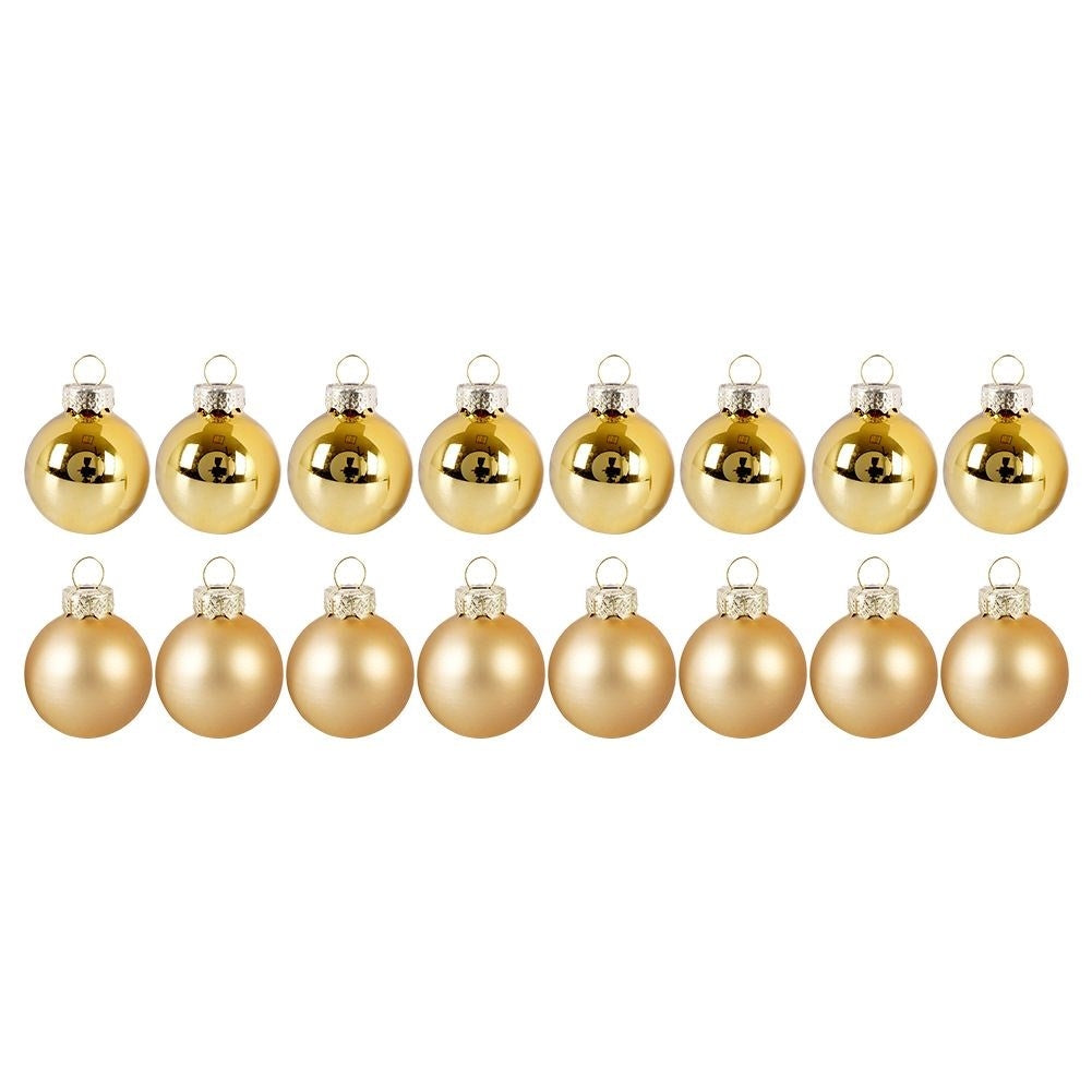 Glass Balls in Gold: 16-pack Matt and Shiny Christmas Tree Balls