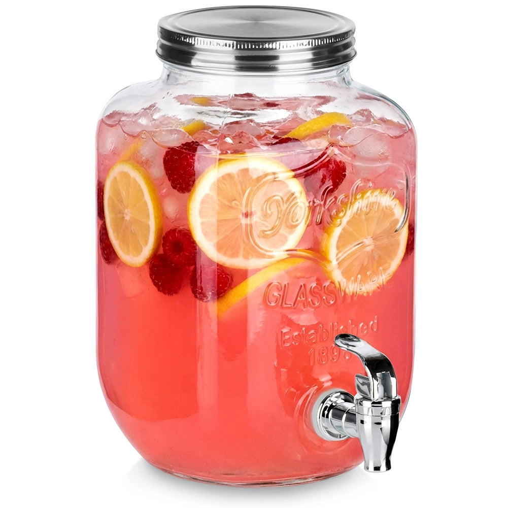 Glass Beverage Dispenser with Tap, 4L Capacity