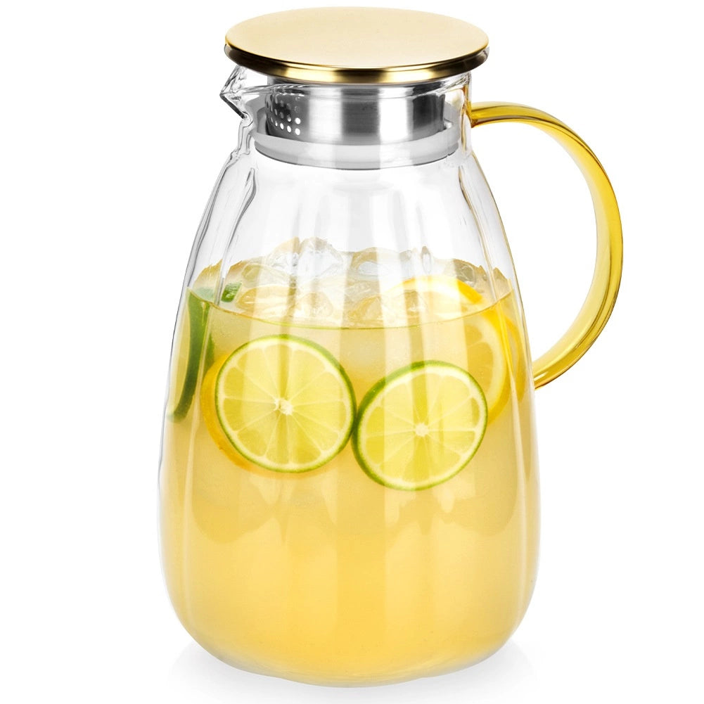 Glass Beverage Jug with Lid, 2.2L Capacity