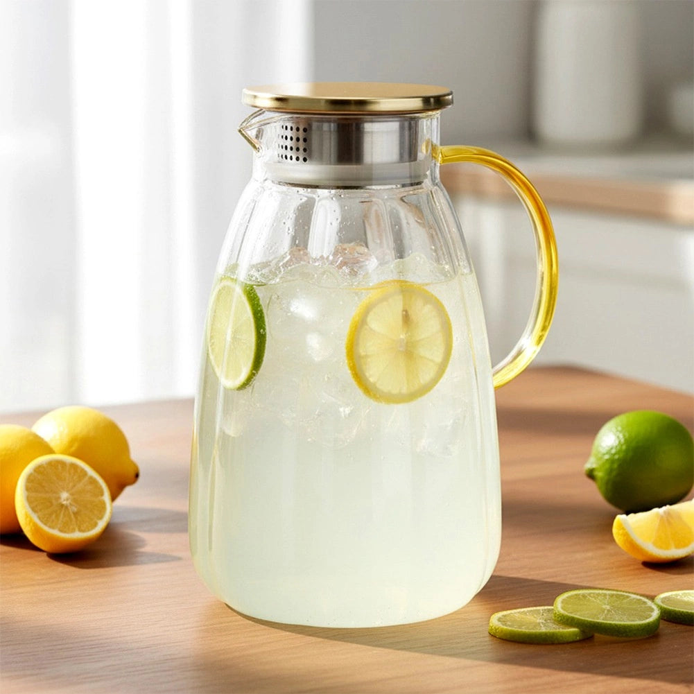 Glass Beverage Jug with Lid, 2.2L Capacity