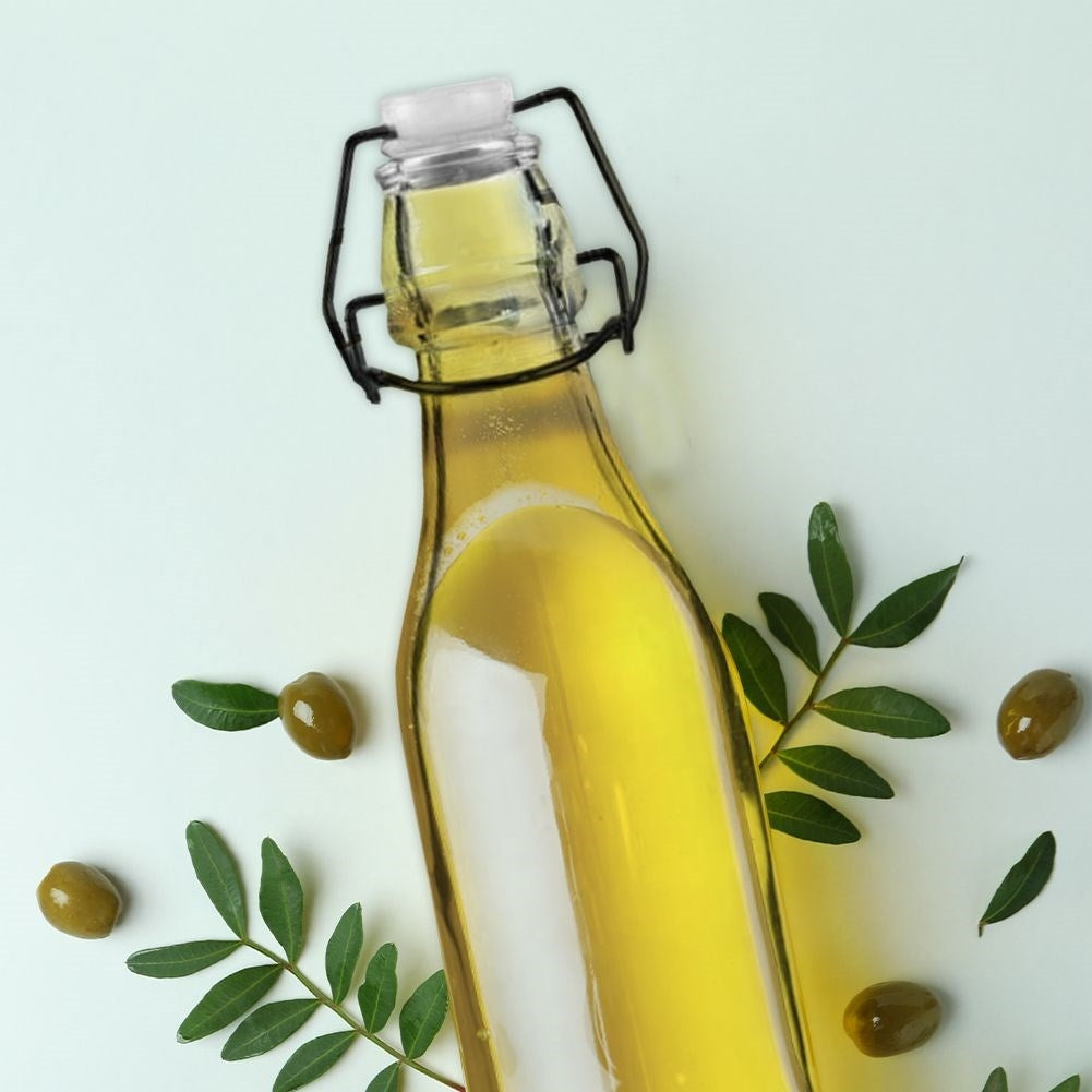 Glass Bottle: Cork & Clip for Oil, Wine & Liquor