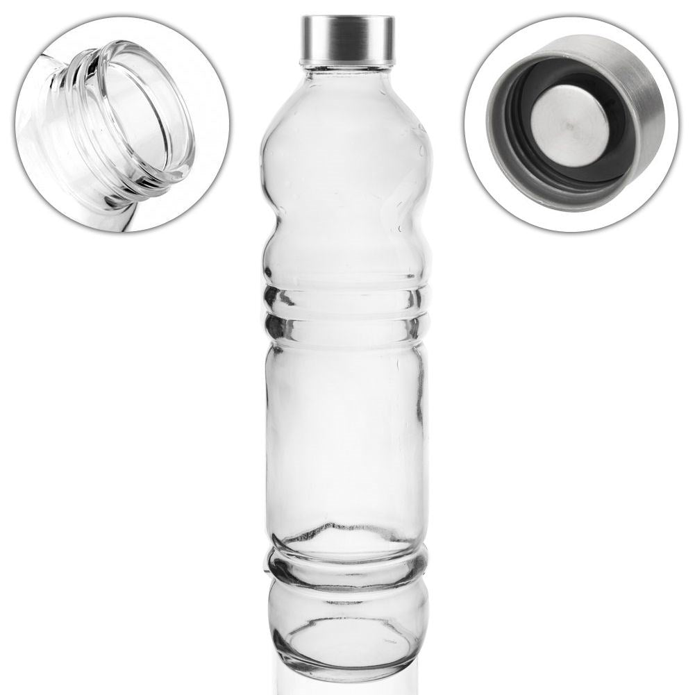 Glass Bottle with Metal Lid - Leakproof for Beverages