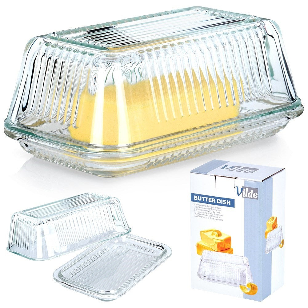 Glass Butter Box - Classic Shape for Storage and Serving