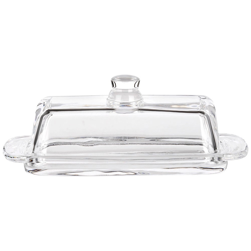 Glass Butter Dish with Lid, 20x9.5x7.5 cm